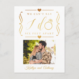 Six Feet Apart Wedding Postponement Change of Date Announcement Postcard