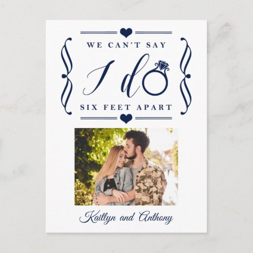 Six Feet Apart Wedding Postponement Change of Date Announcement Postcard