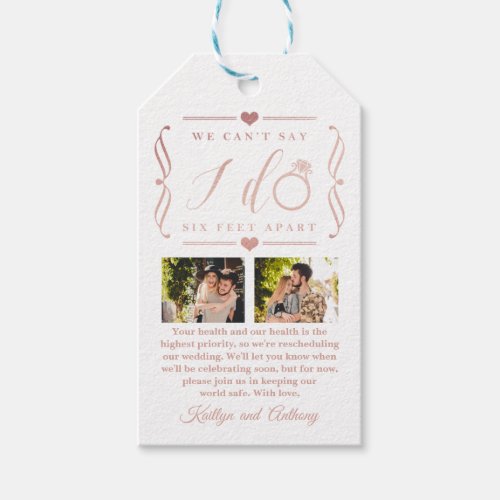 Six Feet Apart Wedding Postponement Change of Date Gift Tags