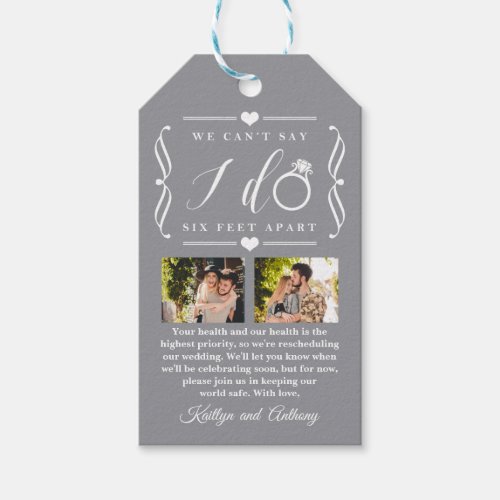 Six Feet Apart Wedding Postponement Change of Date Gift Tags