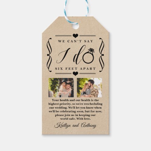 Six Feet Apart Wedding Postponement Change of Date Gift Tags