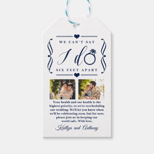 Six Feet Apart Wedding Postponement Change of Date Gift Tags