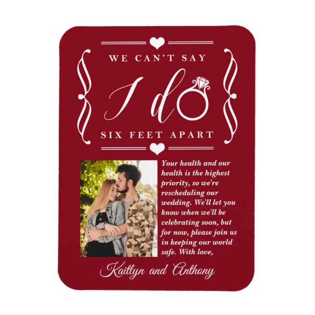 Six Feet Apart Wedding Postponement Change of Date Magnet (Vertical)