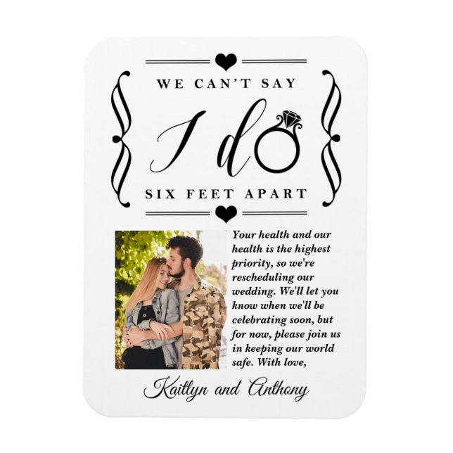 Six Feet Apart Wedding Postponement Change of Date Magnet (Vertical)