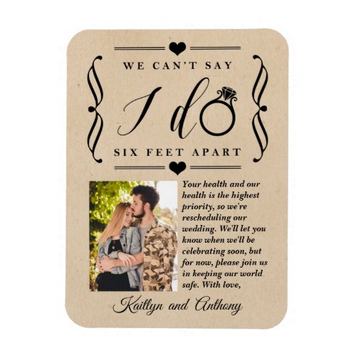 Six Feet Apart Wedding Postponement Change of Date Magnet