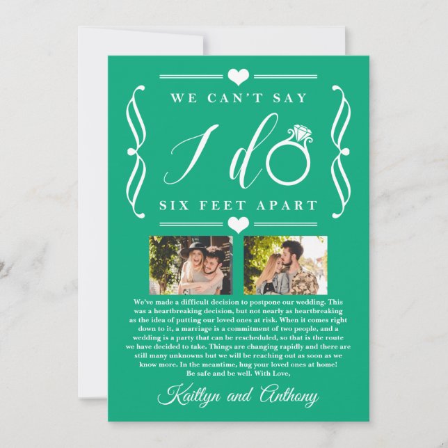 Six Feet Apart Wedding Postponement Change of Date Save The Date (Front)
