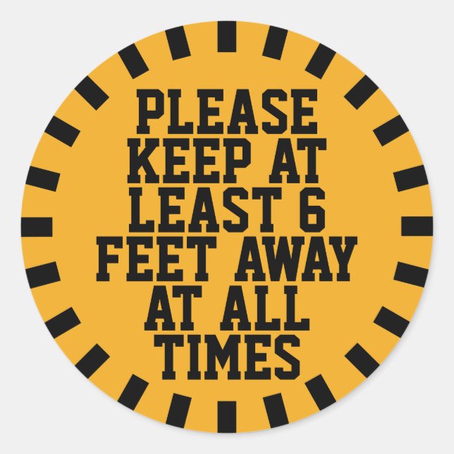 Six Feet Social Distancing Classic Round Sticker (Front)