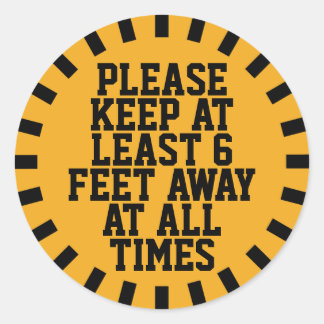 Six Feet Social Distancing Classic Round Sticker