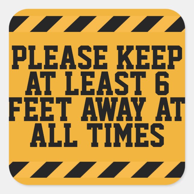 Six Feet Social Distancing Square Sticker (Front)