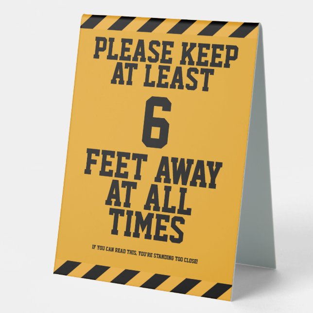 Six Feet Social Distancing Table Tent (Front)