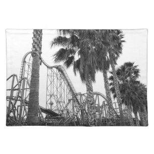 Six Flags Magic Mountain in Black & White Cloth Placemat