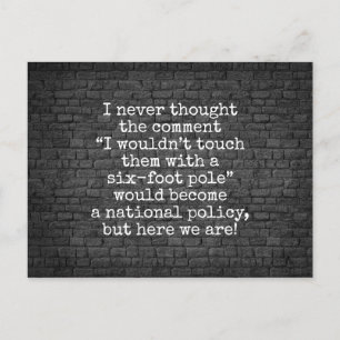 Six-foot pole Covid joke brick wall Postcard