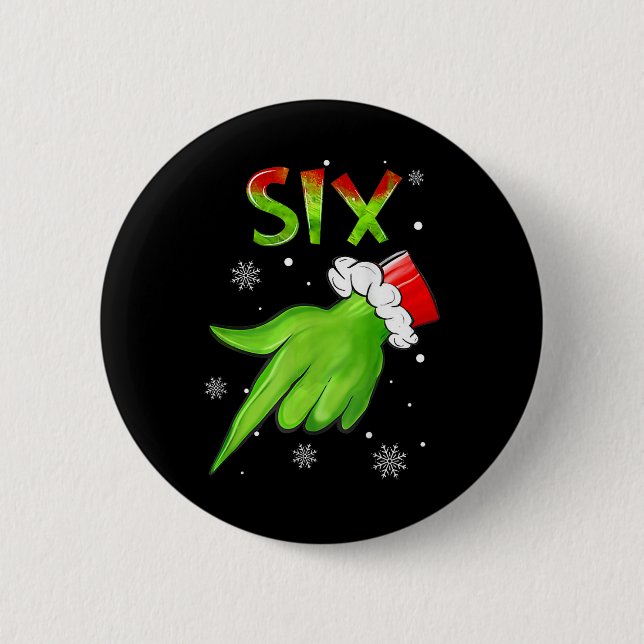Six Funny Six Seven 6 7 Meme Santa Christmas Xmas  Button (Front)