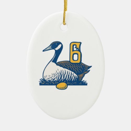 Six Geese a_Laying Ceramic Ornament