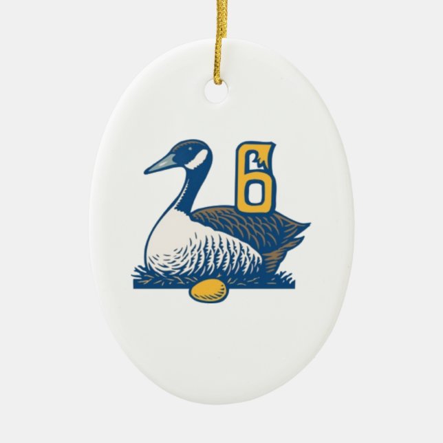 Six Geese a-Laying Ceramic Ornament (Front)