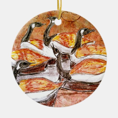 Six Geese A Laying Ceramic Ornament