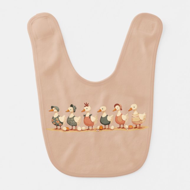 Six Geese A-Laying Cut-Out Stencil-Style 4 Baby Bib (Front)