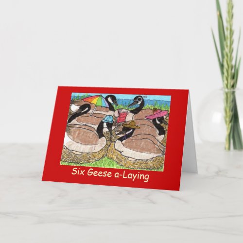 Six Geese a_Laying Holiday Card