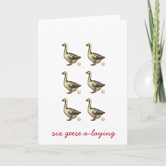 Six Geese A-Laying Holiday Card (Front)