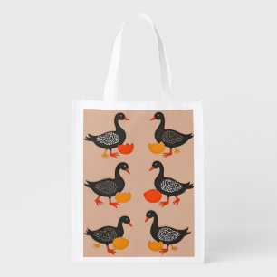 Six Geese A-Laying Mid-Century Retro Cut-Out 2 Grocery Bag