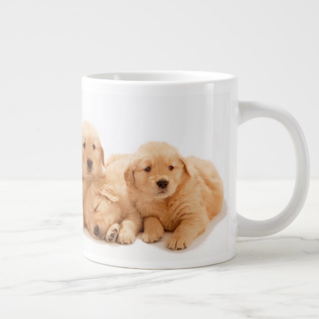 Six Golden Retriever Puppies Giant Coffee Mug (Right)