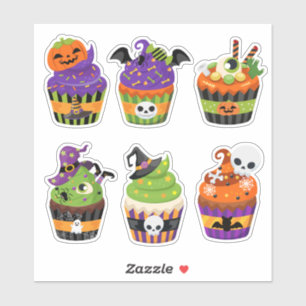 Six Halloween cupcake Sticker