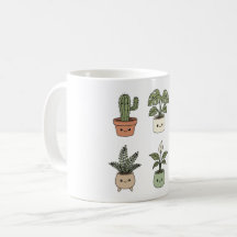 Six Happy Plants Coffee Mug | Stress Relief Green