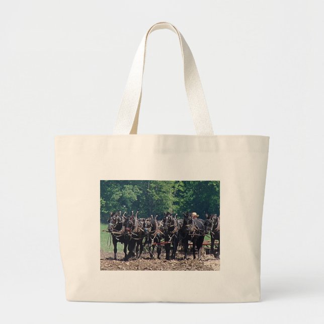 Six-Horse-Team Large Tote Bag (Front)