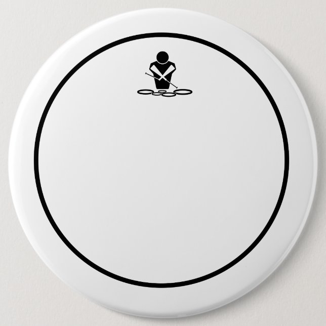 Six Inch Spock Drum Pin-Stripe Head Pinback Button (Front)