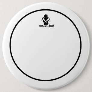 Six Inch Spock Drum Pin-Stripe Head Pinback Button