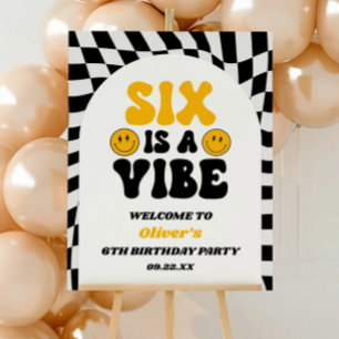 Six Is A Vibe 6th Birthday Party Welcome Sign