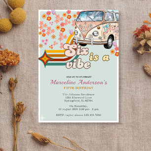 Six is a Vibe Daisy Van Floral 6th Birthday Invitation