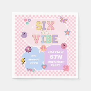 Six Is A Vibe Preppy Patch 6th Birthday Party Napkins