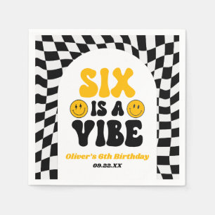 Six Is A Vibe Retro Sixth 6th Birthday Party Napkins