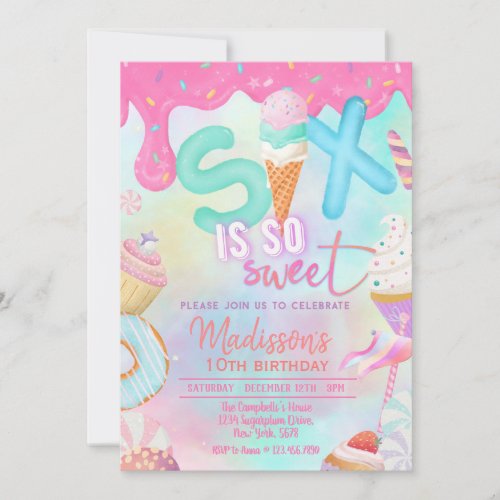 six is so sweet invitation