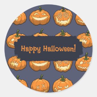 Six Jack o'Lantern Pixel Pumpkins Pattern
