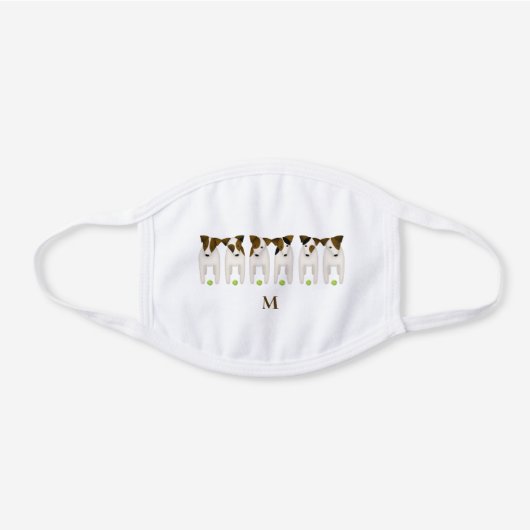 Six Jack Russells waiting for you to throw ball White Cotton Face Mask (Front)