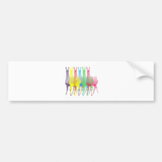 six lamas in six llama colors bumper sticker (Front)