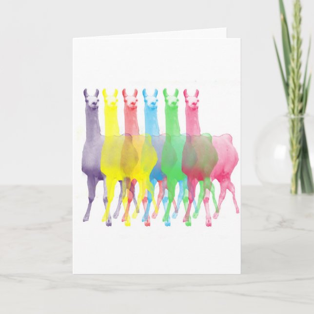 six lamas in six llama colors card (Front)