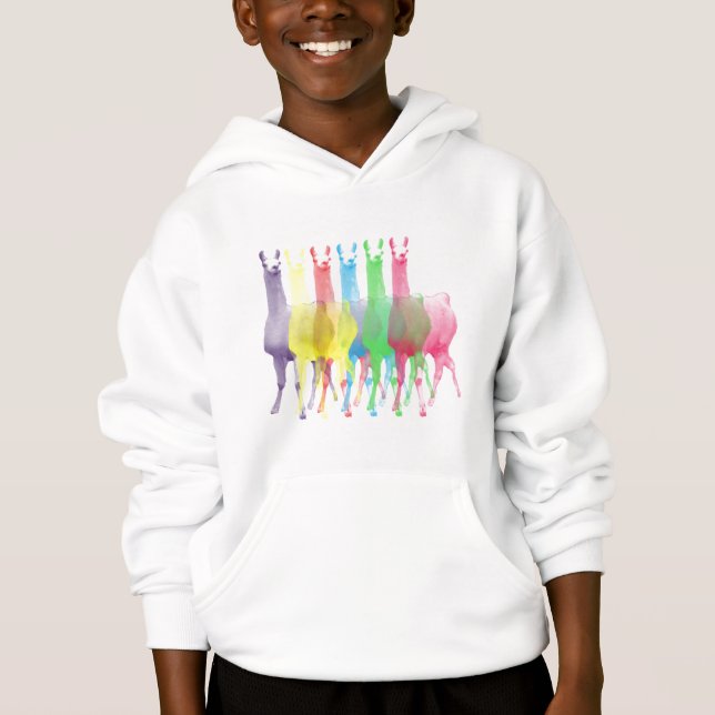 six lamas in six llama colors hoodie (Front)