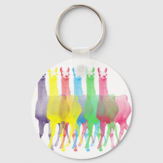 six lamas in six llama colors keychain (Front)