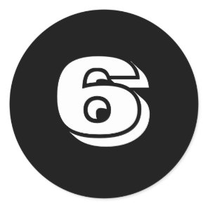 Six Large Round Black Number Stickers by Janz