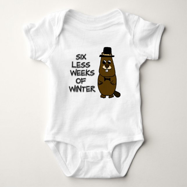 Six less weeks of winter baby bodysuit (Front)