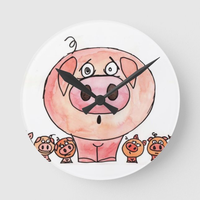 Six Little Pigs Round Clock (Front)