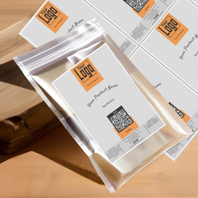 Six Logo QR Code Gray Orange Large Product Label (Six Logo QR Code Gray Orange Large Product Label)