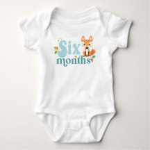 Six Month Milestone Blue Baby Bodysuit