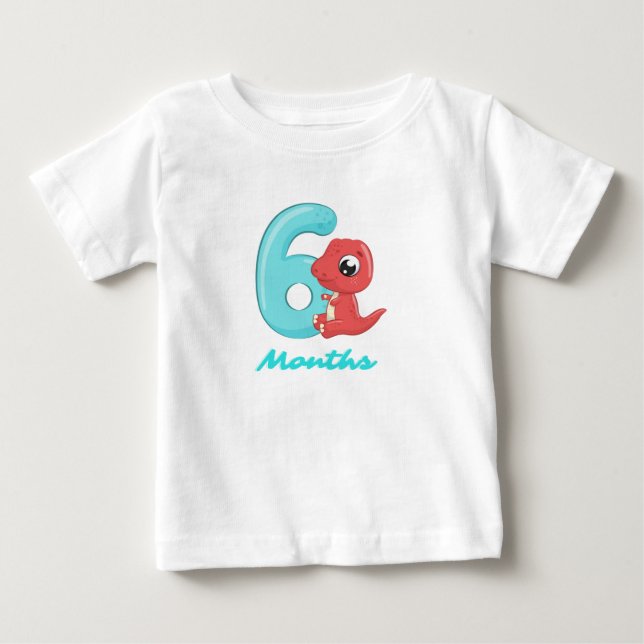 Six Months cute dinosaur Baby T-Shirt (Front)