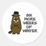 Six more weeks of winter classic round sticker