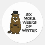 Six more weeks of winter classic round sticker