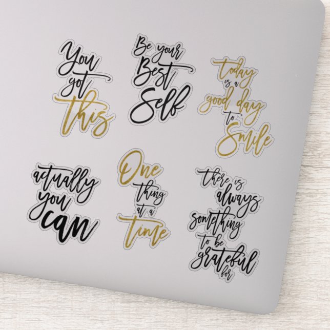 Six Motivational Uplifting Quotes Elegant Script Sticker (Detail)